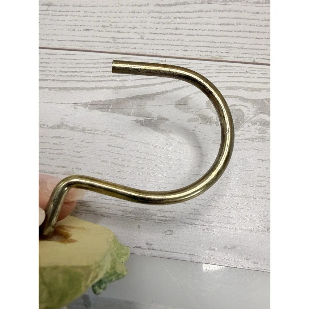 Set of 23 Green Leaves Shower Curtain Hooks Vintage Gold Tone Metal‎ Nature GUC